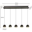 7047-605 Lampa wisząca piątka prosta Biarritz czarny chrom - 5