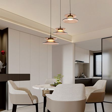 5058-321 Lampa wisząca trójka okrągła Crema brąz / klosz coffee