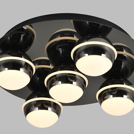 9047-505 Lampa sufitowa plafon piątka okrągły Biarritz czarny chrom