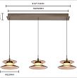 7058-321 Lampa wisząca trójka prosta Crema brąz / klosz coffee - 5