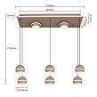 7047-913 Lampa wisząca ósemka prostokątna Biarritz kaszmirowa - 4