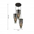 GRANS Lampa wisząca potrójna okrągła z potrójnymi kloszami cylindrycznymi - 4