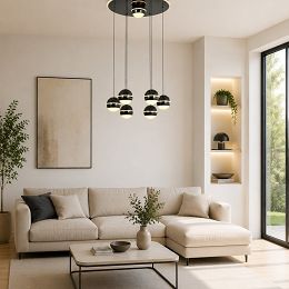 5047-805 Lampa wisząca siódemka okrągła Biarritz czarny chrom