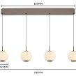 7051-413 Lampa wisząca czwórka prosta LED Luberon kaszmirowa - 4